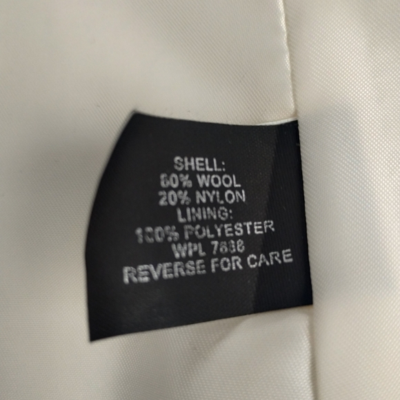 Vintage Anne Klein AK Cream Wool Coat Medium Double Breasted Quite Luxury Y2K - Picture 9 of 9